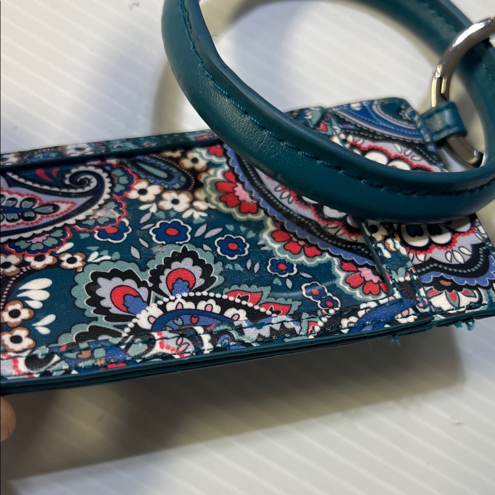 Vera Bradley Teal Paisley Wristlet with Keychain - Picture 3 of 6
